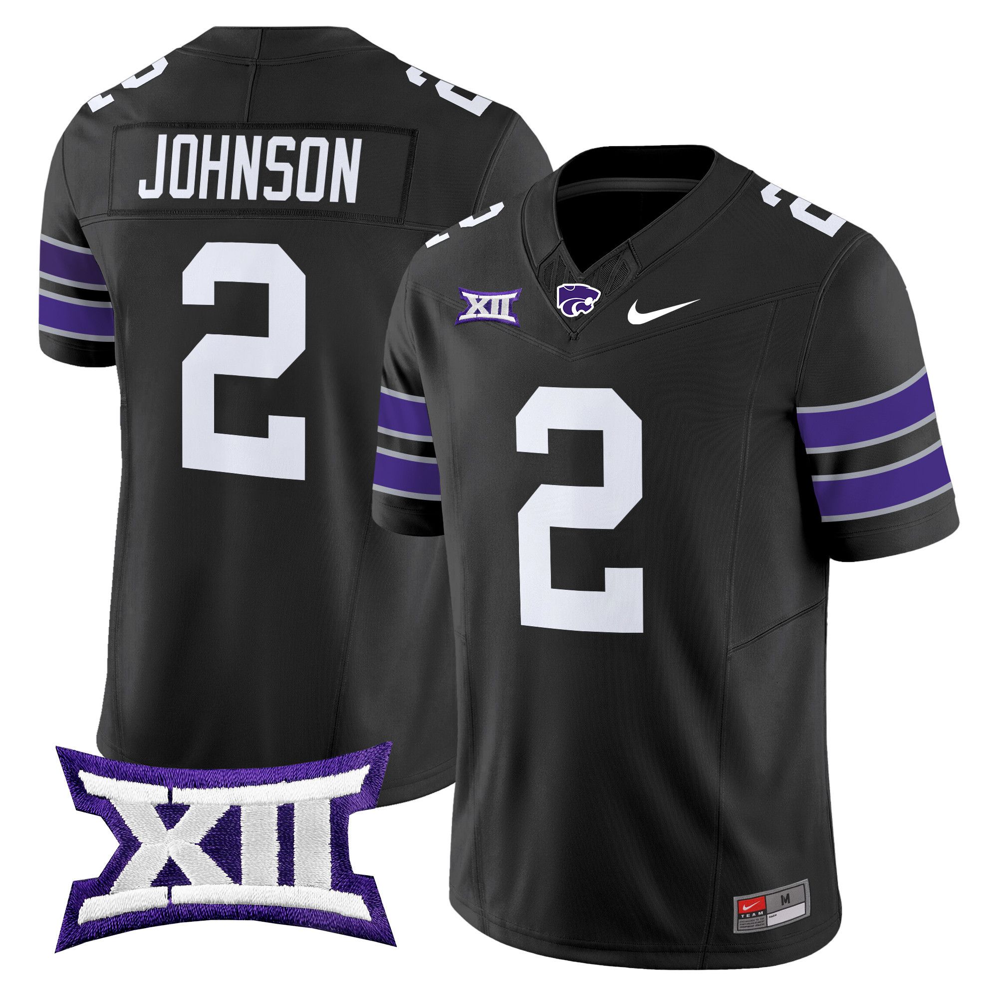 Men Kansas State Wildcats #2 Johnson Black Nike 2024 Vapor Limited NCAA Jersey style 1